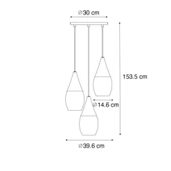 Moderne hanglamp goud met amber glas 3-lichts - Drop