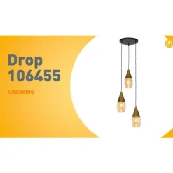 Moderne hanglamp goud met amber glas 3-lichts - Drop