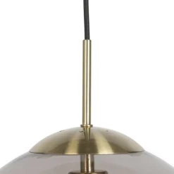 Moderne hanglamp messing met smoke glas 30 cm - Ball