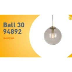 Moderne hanglamp messing met smoke glas 30 cm - Ball