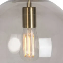 Moderne hanglamp messing met smoke glas 30 cm - Ball