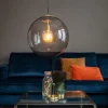 +Moderne hanglamp messing met smoke glas 50 cm - Ball