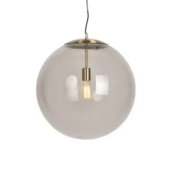 +Moderne hanglamp messing met smoke glas 50 cm - Ball