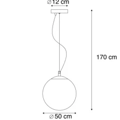 +Moderne hanglamp messing met smoke glas 50 cm - Ball