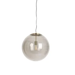 +Moderne hanglamp messing met smoke glas 50 cm - Ball