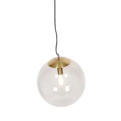 Moderne hanglamp messing met smoke glas 40 cm - Ball