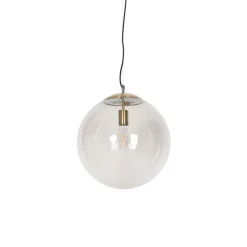 Moderne hanglamp messing met smoke glas 40 cm - Ball