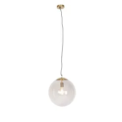 Moderne hanglamp messing met smoke glas 40 cm - Ball