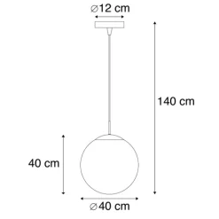Moderne hanglamp messing met smoke glas 40 cm - Ball