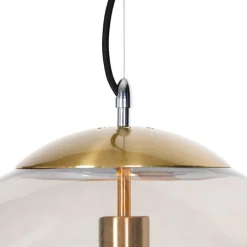 Moderne hanglamp messing met smoke glas 40 cm - Ball