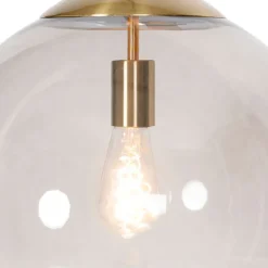 Moderne hanglamp messing met smoke glas 40 cm - Ball