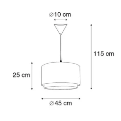 Moderne hanglamp met kapzwart/wit 47/25 - Duo
