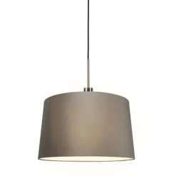 Moderne hanglamp staal en zwart met kap 45 cm taupe - Combi