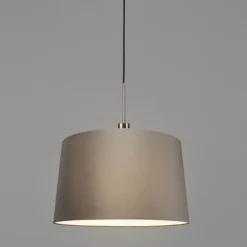 Moderne hanglamp staal en zwart met kap 45 cm taupe - Combi