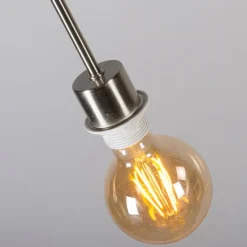 Moderne hanglamp staal en zwart met kap 45 cm taupe - Combi