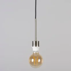 Moderne hanglamp staal en zwart met kap 45 cm taupe - Combi