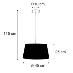 Moderne hanglamp staal met kap 45 cm zwart - Combi 1