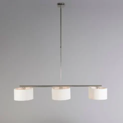 Moderne hanglamp staal met witte kappen 3-lichts - VT
