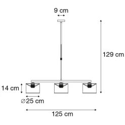 Moderne hanglamp staal met witte kappen 3-lichts - VT