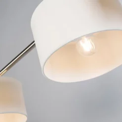 Moderne hanglamp staal met witte kappen 3-lichts - VT