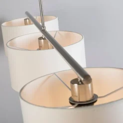 Moderne hanglamp staal met witte kappen 3-lichts - VT