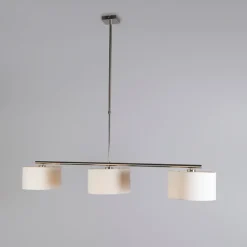 Moderne hanglamp staal met witte kappen 3-lichts - VT