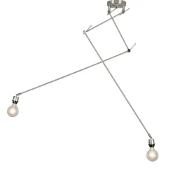 Moderne hanglamp staal zonder kap 2-lichts - Blitz