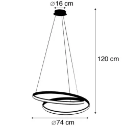 Moderne hanglamp wit 74 cm incl. LED dimbaar - Rowan