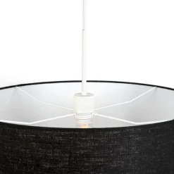 Moderne hanglamp wit met zwarte kap 50 cm - Combi 1