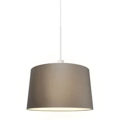 Moderne hanglamp wit met kap 45 cm taupe - Combi 1