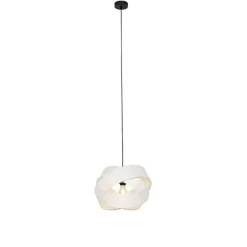 Moderne hanglamp wit met zwart - Cloth