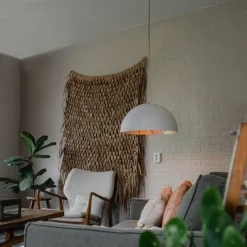 Moderne hanglamp wit met zilver 50cm - Magna