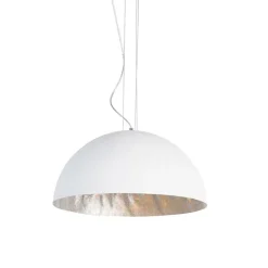 Moderne hanglamp wit met zilver 50cm - Magna