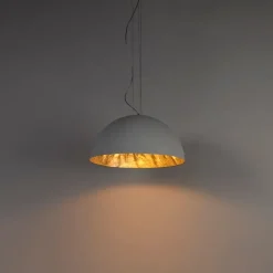 Moderne hanglamp wit met zilver 50cm - Magna