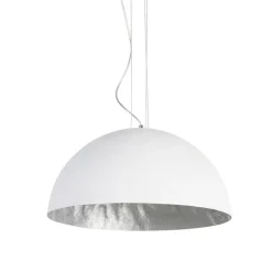 Moderne hanglamp wit met zilver 50cm - Magna