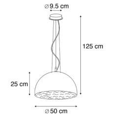 Moderne hanglamp wit met zilver 50cm - Magna