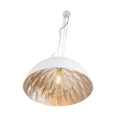 Moderne hanglamp wit met zilver 50cm - Magna
