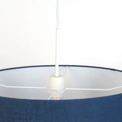 Moderne hanglamp wit met antiek blauwe kap 50 cm - Combi 1
