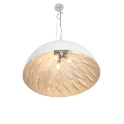 Moderne hanglamp wit met zilver 70cm - Magna