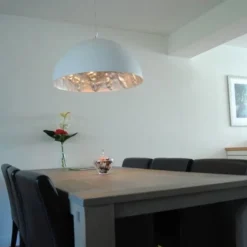 Moderne hanglamp wit met zilver 70cm - Magna