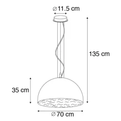 Moderne hanglamp wit met zilver 70cm - Magna