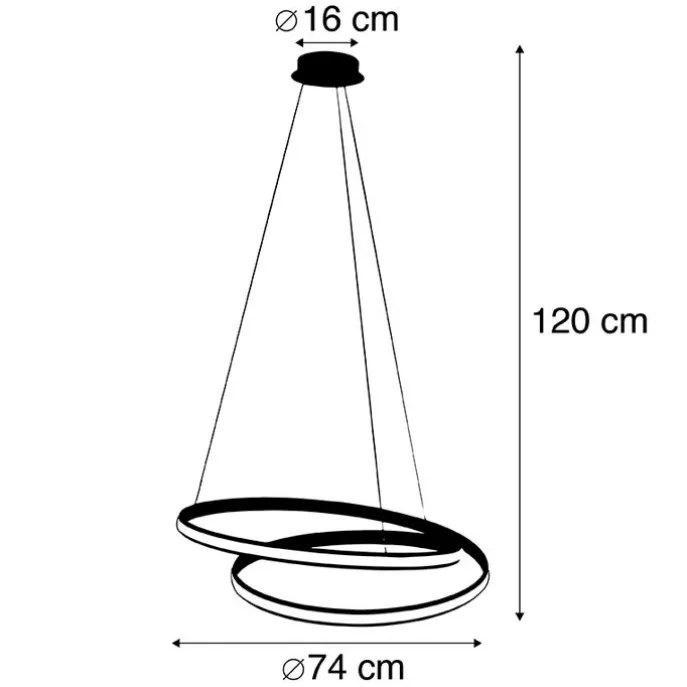 Moderne hanglamp zwart 74 cm incl. LED - Rowan