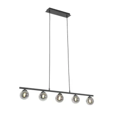 Moderne hanglamp zwart 100 cm 5-lichts met smoke glas - Athens