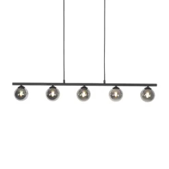 Moderne hanglamp zwart 100 cm 5-lichts met smoke glas - Athens
