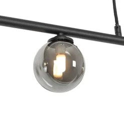 Moderne hanglamp zwart 100 cm 5-lichts met smoke glas - Athens