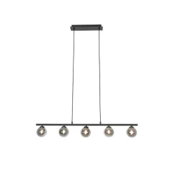 Moderne hanglamp zwart 100 cm 5-lichts met smoke glas - Athens