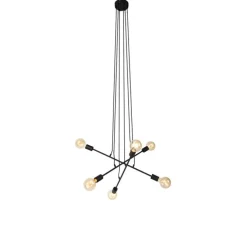 Moderne hanglamp zwart 80 cm 6-lichts - Sydney