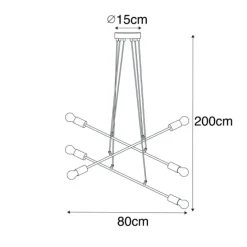 Moderne hanglamp zwart 80 cm 6-lichts - Sydney