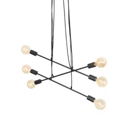 Moderne hanglamp zwart 80 cm 6-lichts - Sydney
