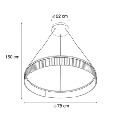 Moderne hanglamp zwart 78cm incl. LED 3-staps dimbaar - Anello Chandelier